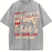 And Skin-friendly Versatile for Attire Mothman Terror Sky Vintage Washed T-Shirt in Gray