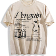 Penguin 90s Retro Arctic Bird Vintage Washed T-Shirt in Beige