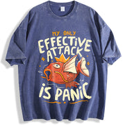 Effective Attack Is Panic vintage washed oversized T-shirt in Blue