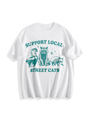 Support Your Local Street Cats Cotton T-Shirt in White