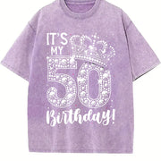 50 years old It's my Birthday 50th Birthday vintage washed oversized T-shirt in Purple