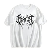 Mama Metal Font Cotton T-Shirt in White