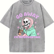 Go Away I'm in a Social Panic Vintage Washed T-Shirt in Gray