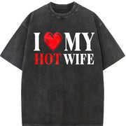 I Love My Hot Wife Vintage Washed T-Shirt in Black