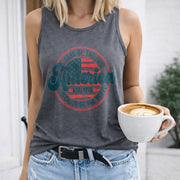 America Land of Free Women's Color Cotton Tank Top in Gray