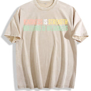 Anti Bullying Kindness Is Strength Vintage Washed T-Shirt in Beige