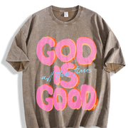 God Is Good All the Time Vintage Washed T-Shirt in Brown