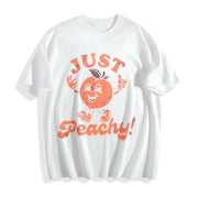 Just Peachy Cotton T-Shirt in White