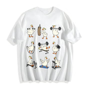 Goose Workout Animal Gym for Gym Lovers & Fitness Fans Cotton T-Shirt in White