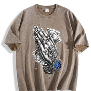 Retro Charcoal Gray Dollar Bill Vintage Washed T-Shirt in Brown