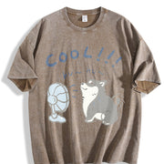 1 Pcs Heavy Adorable Vintage Washed T-Shirt in Brown