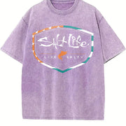 Muscle Tank Saltwater Fishing Outdoor Workout Vintage Washed T-Shirt in Purple