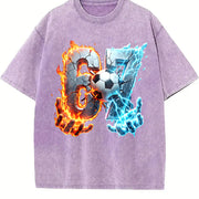 67 Fire and Ice Soccer Vintage Washed T-Shirt in Purple
