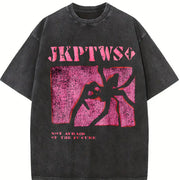 For Formal Urban Distressed Enthusiasts Vintage Washed T-Shirt in Black