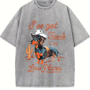 I've Got Friends In Low Places Dachshund Wiener Dog vintage washed oversized T-shirt in Gray
