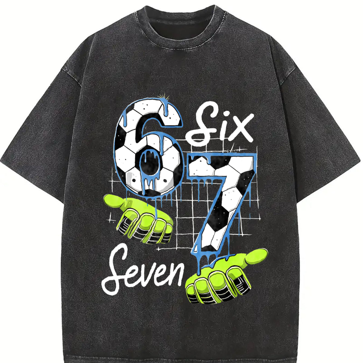 Six Seven Soccer Vintage Washed T-Shirt in Black