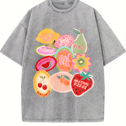 Short-sleeve Vintage Washed T-Shirt in Gray