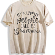 My Favorite People Call Me Grammie Vintage Washed T-Shirt in Beige
