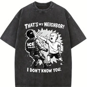 That's My Neighbor Anti ICE and Batik vintage washed oversized T-shirt in Black