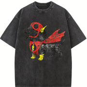 Dachshund Superhero – Wiener Dog for Comic Fans vintage washed oversized T-shirt in Black