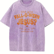 Fall-O-Ween Jesus vintage washed oversized T-shirt in Purple
