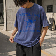Houston I Have So Many Problems Raccoon Premium Vintage Washed T-Shirt in Blue