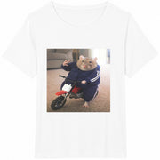 Hamster Biker Meme Rodent Cotton T-Shirt in White