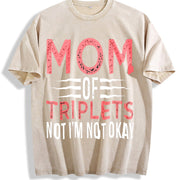Mother of Triplets Vintage Washed T-Shirt in Beige