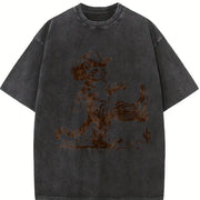 Cowboy Cat Western Cat Vintage Washed T-Shirt in Black