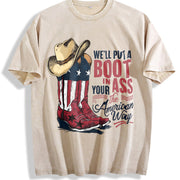 Courtesy of the Red White and Blue In 4th of July vintage washed oversized T-shirt in Beige