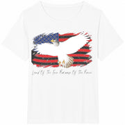 Land of the Free Because of the Brave Patriotic Eagle Cotton T-Shirt in White