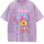Black One Piece Tony Chopper Vintage Washed T-Shirt in Purple