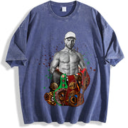 Alvarez Undisputed Champion Mexico Goat Boxing Style vintage washed oversized T-shirt in Blue