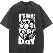 It's Game Day Soccer Vintage Washed T-Shirt in Black
