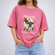 Abraxos Flower Garden Club vintage washed oversized T-shirt in Red