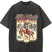 Las Vegas Rodeo Cowboy Sleeveless Tank Vintage Washed T-Shirt in Black