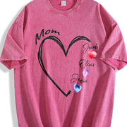 Custom Mom with Kids' Names Vintage Washed T-Shirt in Red