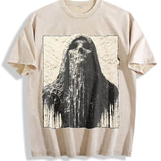 Melting Grim Reaper Sleeveless Tank Vintage Washed T-Shirt in Beige