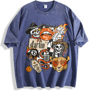 Cowgirl Western Trendy vintage washed oversized T-shirt in Blue