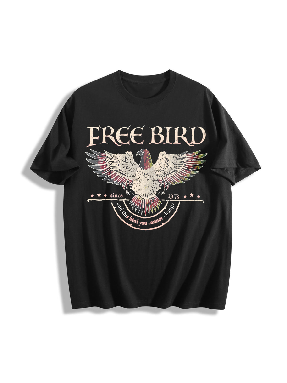 Free Bird Old School Band Cotton T-Shirt in Black