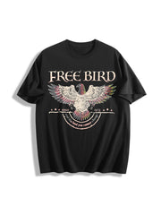 Free Bird Old School Band Cotton T-Shirt in Black