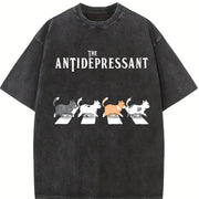 Antidepressant 8855 Vintage Washed T-Shirt in Black