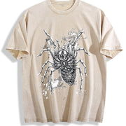 Spider 90s Retro ® Grunge Tarantula Y2k Vintage Washed T-Shirt in Beige