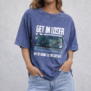 Get In Loser We're Going To The Cottage vintage washed oversized T-shirt in Blue