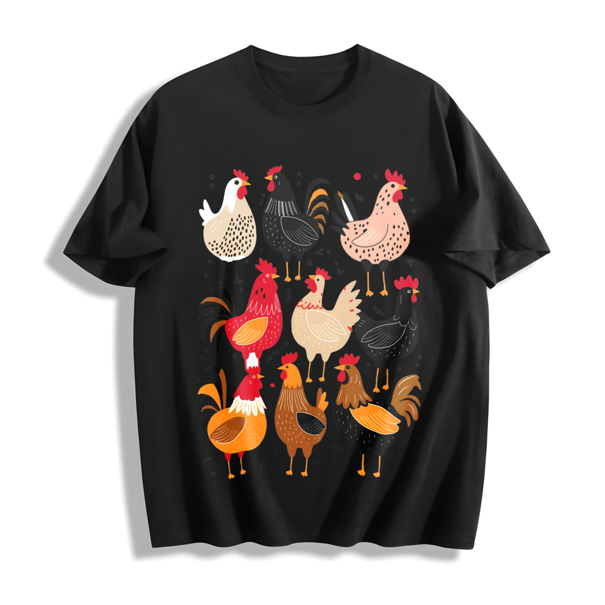 Chicken Short-sleeve Cotton T-Shirt in Black