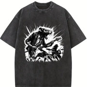 Crazy Rocker Rat 90s Vintage Washed T-Shirt in Black