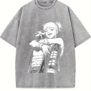 Dabi x Toga My Hero Academia Anime vintage washed oversized T-shirt in Gray
