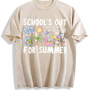 Schools Out Vintage Washed T-Shirt in Beige