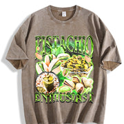 Pistachio Enthusiast 90s Vintage Washed T-Shirt in Brown