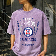 Papa Chingon Cruz Azul Soccer Vintage Washed T-Shirt in Purple